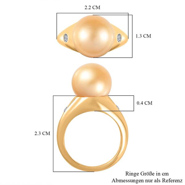 AA goldener Südseeperlen- und Moissanit-Ring - 12,65 ct. image number 7