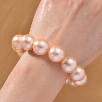 Rosa Muschelkernperle (15-17 mm) Armband flexibles (18.00-19.00 cm)