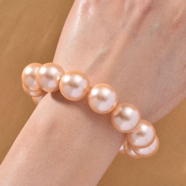 Rosa Muschelkernperle (15-17 mm) Armband flexibles (18.00-19.00 cm) image number 2