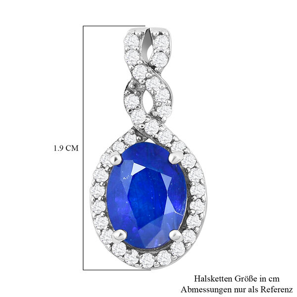 AAA Tansanischer Blauer Spinell (Diffundierter) und wei&szlig;er Zirkon Anh&auml;nger, 925 Silber platiniert ca. 1.74 ct image number 6
