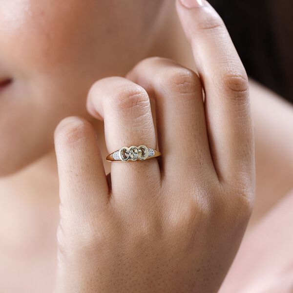 AA natürlicher, goldener Tansanit und Zirkon Ring - 0,50 ct. image number 3