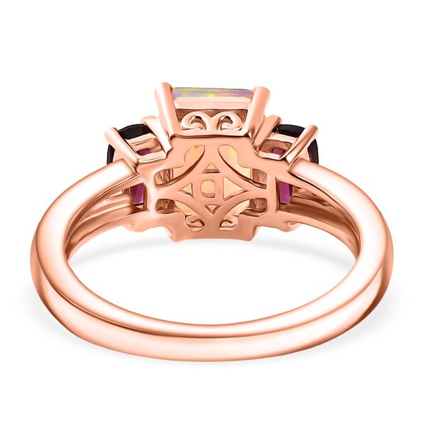 D'Joy AA Nat&uuml;rlicher, &auml;thiopischer Welo Opal, Nat&uuml;rlicher Rhodolith Granat Ring 925 Silber ros&eacute;vergoldet (Gr&ouml;&szlig;e 19.00) ca. 1.76 ct image number 5