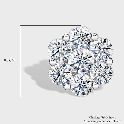 LUXURIANT DIAMOND- SGL zertifizierte VS Labor Diamant Ohrringe, 925 Silber platiniert - 1 ct. image number 5