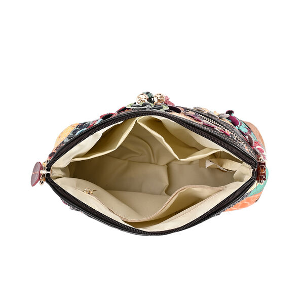 Chaos by Elsie- Echtleder Crossbody Bag mit RFID-Schutz und Kroko-Prägung, Florales Muster image number 10