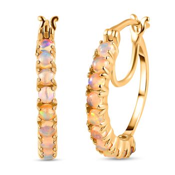 Nat&uuml;rlicher &Auml;thiopischer Opal Ohrringe 925 Silber vergoldet ca. 1,22 ct.