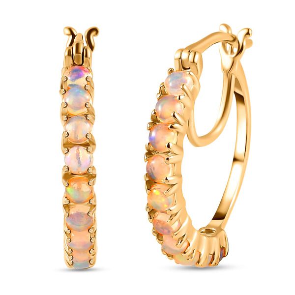 Nat&uuml;rliche, &auml;thiopische Opal-Creolen in Silber