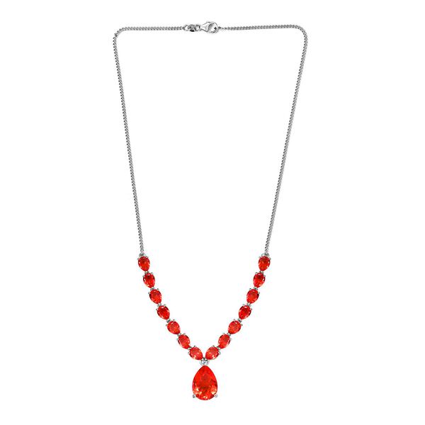 Padparadscha Triplett Quarz Halskette, ca. 45 cm, 925 Silber platiniert ca. 29.90 ct image number 4