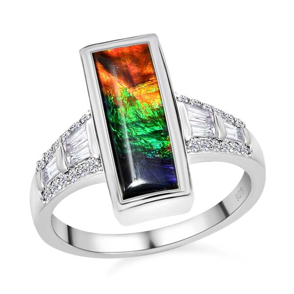 Ammolit und wei&szlig;er Zirkon-Ring - 2,82 ct. image number 4