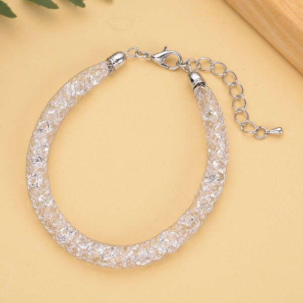 Weißes Kristall Armband, ca. 18 cm, reines Messing image number 2