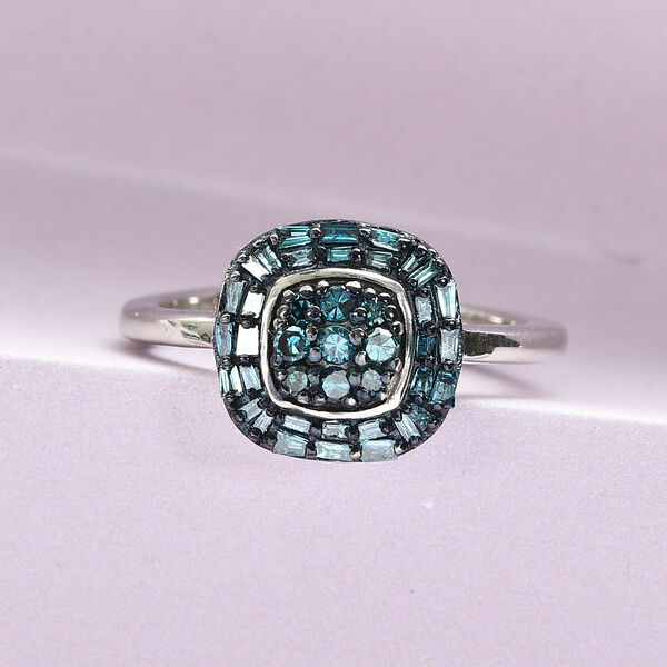 Blauer Diamant Ring 925 Silber platiniert  ca. 0,33 ct image number 2