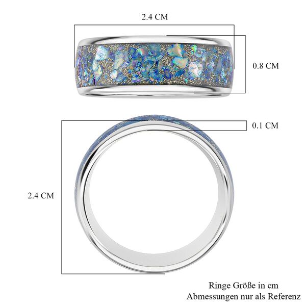 Himmelblaue Muschel Ring Reines Wolframcarbid (Größe 16.25) image number 6