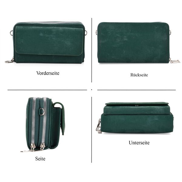 Crossbody-Tasche mit RFID-Schutz und Muster-Schulterriemen, 19x6x11 cm, Grün image number 5