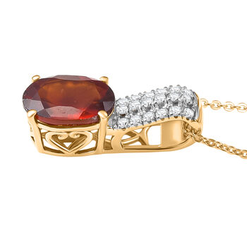 D'Joy AAA Hessonit Granat und Zirkon Anh&auml;nger mit 50cm Kette - 4,13 ct.