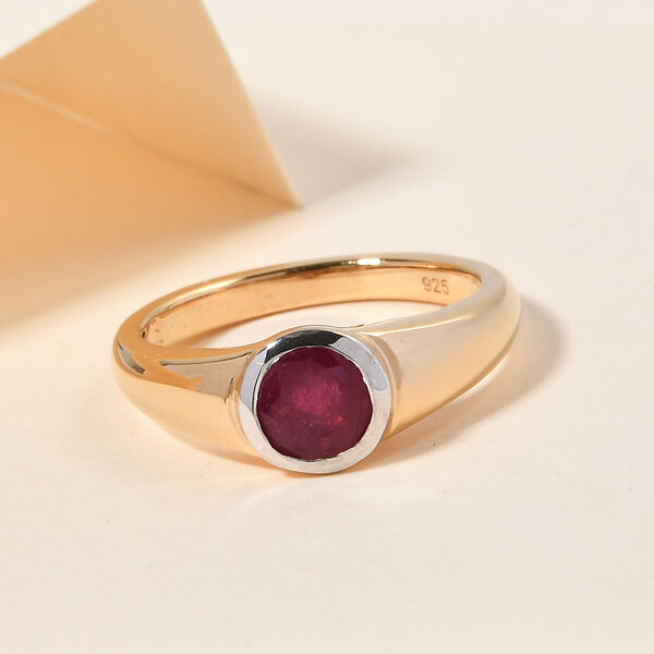 Afrikanisher Rubin(Fissure gefüllt) Ring 925 Silber Bicolor image number 2