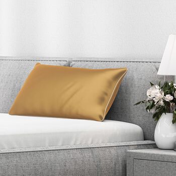 Serenity Night - 100% Maulbeerseide Sommerseidendecke mit Seidenf&uuml;llung Daunenkissen und Seidenkissenbezug Gold