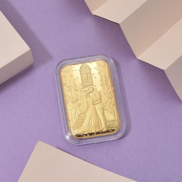 999er Feingold Pl&auml;ttchen Brautpaarmotiv image number 2