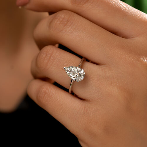 LUXURIANT DIAMOND- SGL zertifizierter VS-EF Labor Tropfenschliff Diamant Ring in 950 Platin - 2 ct. image number 2