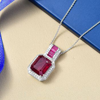 D'Joy AA Afrikanischer Rubin und Moissanit Anh&auml;nger mit 50cm Kette - 10,08 ct.