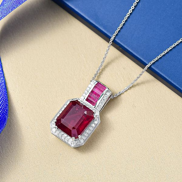 D'Joy AA Afrikanischer Rubin und Moissanit Anh&auml;nger mit 50cm Kette - 10,08 ct. image number 2