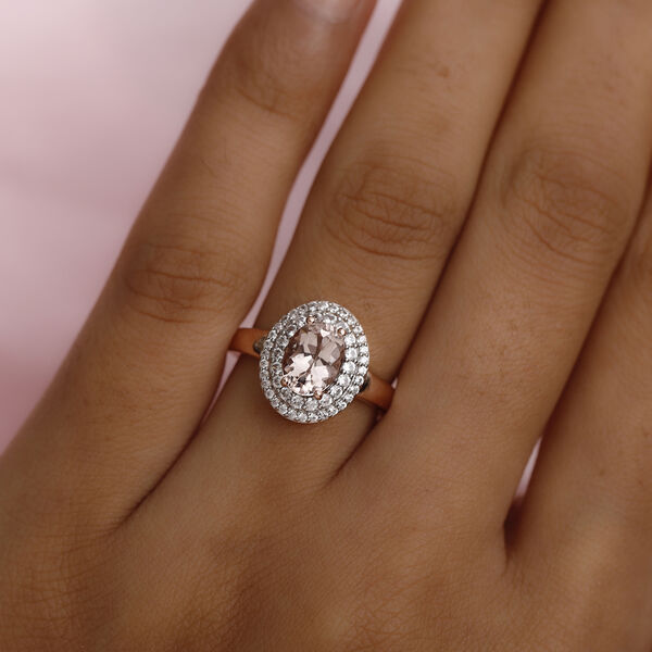 Marropino Morganit und Zirkon-Ring, 925 Silber Ros&eacute;gold Vermeil  ca. 1,60 ct image number 3