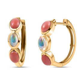 AA Pfirsich Opal, Natürlicher, äthiopische Welo Opal Ohrringe, 925 Silber vergoldet ca. 1.99 ct