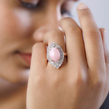 AA rosa Opal und Zirkon Ring - 7,17 ct.