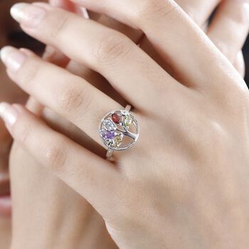 Mehrfarbiger Ring, 925 Silber platiniert (Gr&ouml;&szlig;e 19.00) ca. 0.77 ct