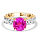 Strahlender Orchidee Quarz, Weißer Zirkon Ring 925 Silber 750 Gelbgold Vermeil (Größe 19.00) ca. 4,14 ct