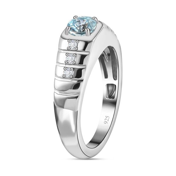 Kambodschanischer, blauer Zirkon, Moissanit Ring, 925 Silber platiniert (Gr&ouml;&szlig;e 21.00) ca. 1.12 ct image number 5