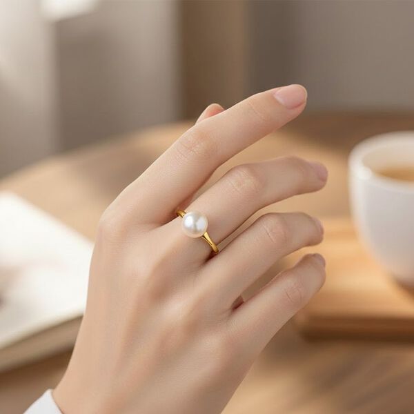 D'Joy Wei&szlig;e Edison Perle (12-13 mm) Ring 925 Silber vergoldet (Gr&ouml;&szlig;e 16.00) image number 3