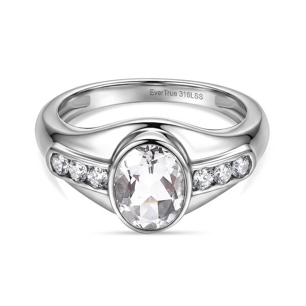 EVER TRUE Wei&szlig;er Topas, Wei&szlig;er Zirkonia Ring 316L Edelstahl (Gr&ouml;&szlig;e 19.00)