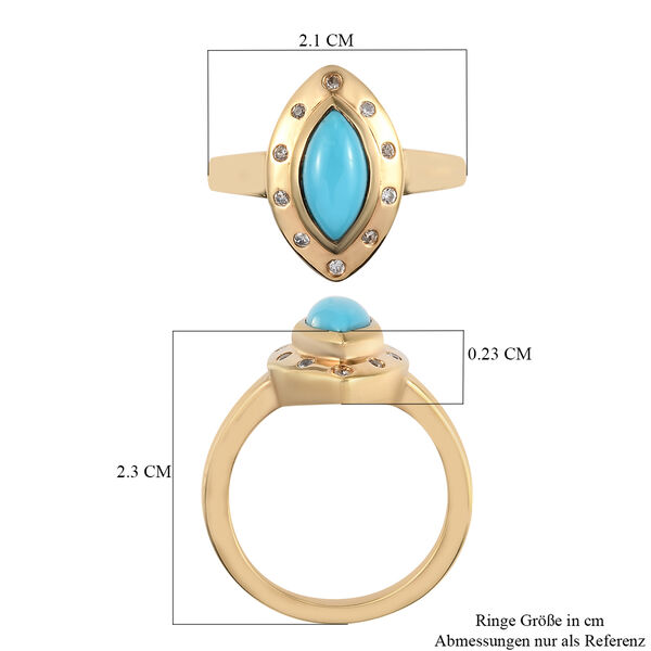 Natürlicher Sleeping Beauty Türkis und Zirkon Halo Ring 925 Silber 585 Vergoldet image number 10