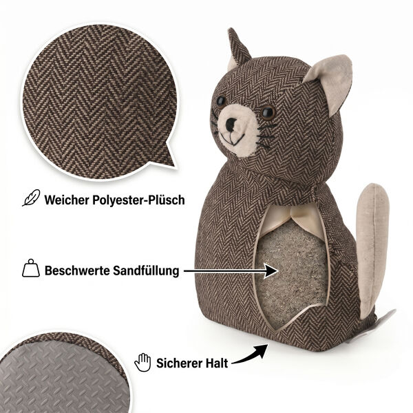 Cat Door stopper AProduct size:15*18*10CM Packing:1PC/opp bag+sticker Function: Damage-Free for Doors Anti-Slam & Lockout Protection Pinch-Free Safety Color:Dark Brown Material:Polyester+sand Product size:15*18**10cm  image number 6