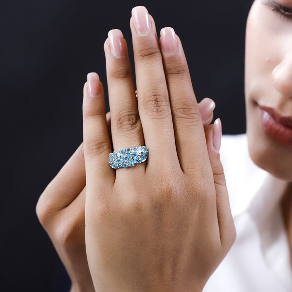 Paraiba-Apatit Ring, 925 Silber platiniert (Gr&ouml;&szlig;e 21.00) ca. 3.47 ct image number 3