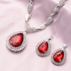 Designer Glaskristall-Halskette und Ohrringe, rot, ca. 56,03 ct image number 1