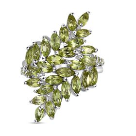 Natürlicher Peridot-Ring, 925 Silber platiniert  ca. 4,60 ct