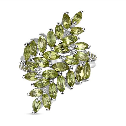 Natürlicher Peridot-Ring, 925 Silber platiniert  ca. 4,60 ct image number 0