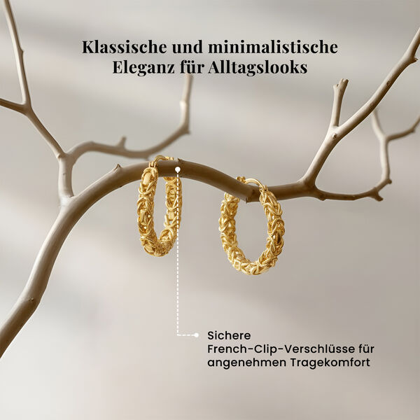 Creolen im byzantinischen Ketten-Design, 925 Silber 750 Gelbgold Vermeil image number 3