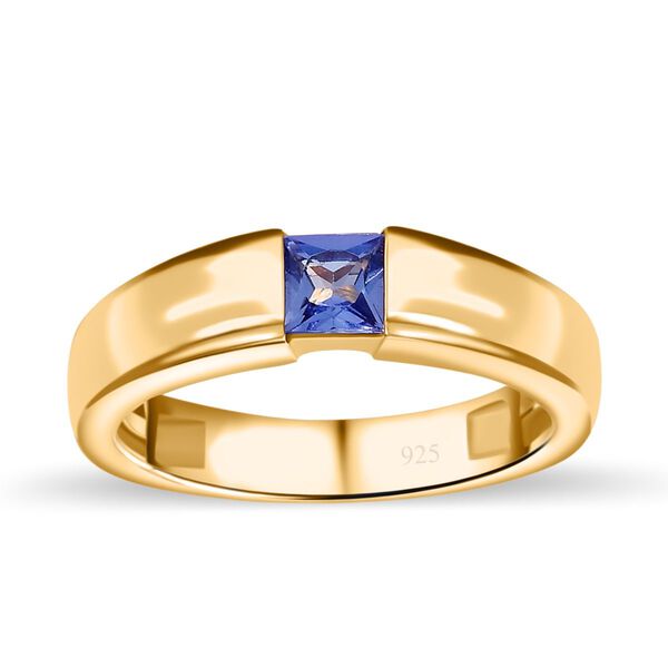 Tansanit Ring 925 Silber 750 Gelbgold Vermeil (Gr&ouml;&szlig;e 17.00) ca. 0,31 ct image number 4