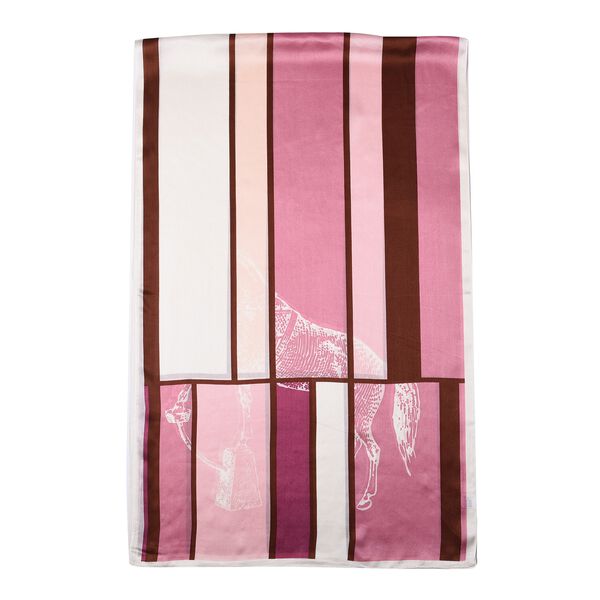 LA MAREY: Bedruckter Schal aus 100% Maulbeerseide, Streifenmuster und Pferd, inkl. Geschenkbox, Rosa&nbsp; image number 5