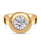 Rundschliff Moissanit Ring, 925 Silber Gelbgold Vermeil (Größe 17.00) ca. 3.47 ct