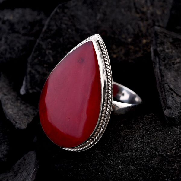 Royal Bali - Rote Koralle Ring, 925 Silber, (Größe 18.00) ca. 6.00 ct image number 1