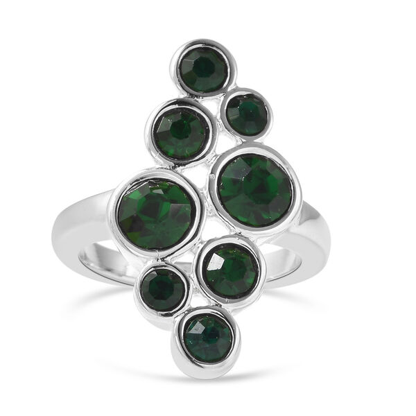 2er- Set gr&uuml;ner Kristall-Ring und Anh&auml;nger mit Kette, ca. 50 cm, Edelstahl image number 2