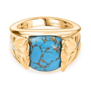 EVER TRUE Blaues T&uuml;rkis Ring Nickelfreies Messing Zweifarbige Beschichtung (Gr&ouml;&szlig;e 21.00) ca. 5,79 ct