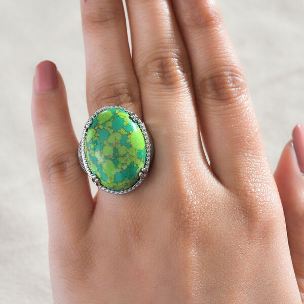 Grüner Türkis Ring - 22,58 ct. image number 2