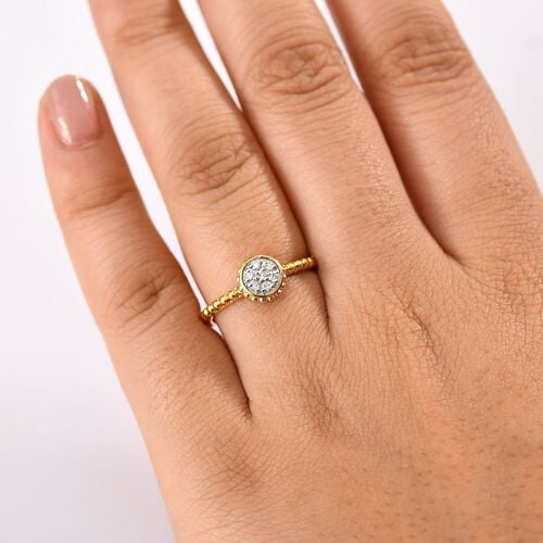 Lab Grown Diamant SI Ring 925 Silber 750 Gelbgold Vermeil (Größe 17.00) ca. 0,15 ct image number 2