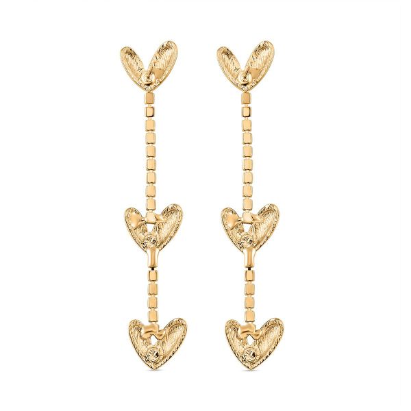 Herzf&ouml;rmige Kristall-Ohrh&auml;nger in Goldton image number 5