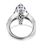 Tansanit und Zirkon Cluster Ring 925 Silber Platin-Überzug image number 5