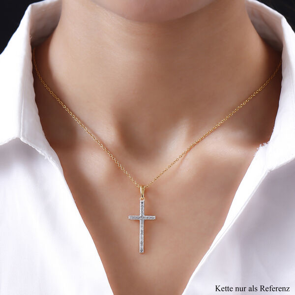 Diamant-Kreuz-Anh&auml;nger, 925 Silber vergoldet ca. 0.33 ct image number 2