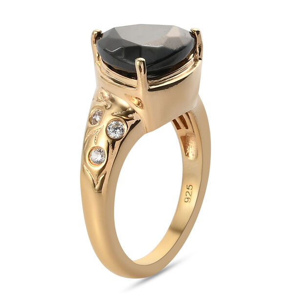 Elite Shungit und Zirkon Ring 925 Silber vergoldet  ca. 2,34 ct image number 5